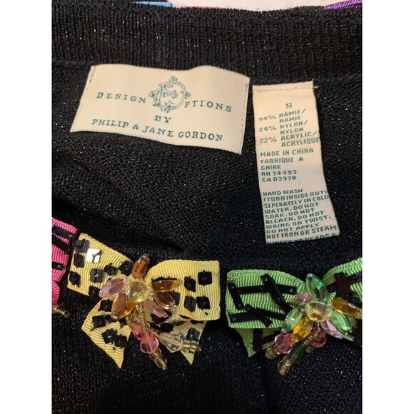 Design Options Philip Jane Gordon Sweater Size Small S Embellished Bows Vintage - Picture 4 of 4